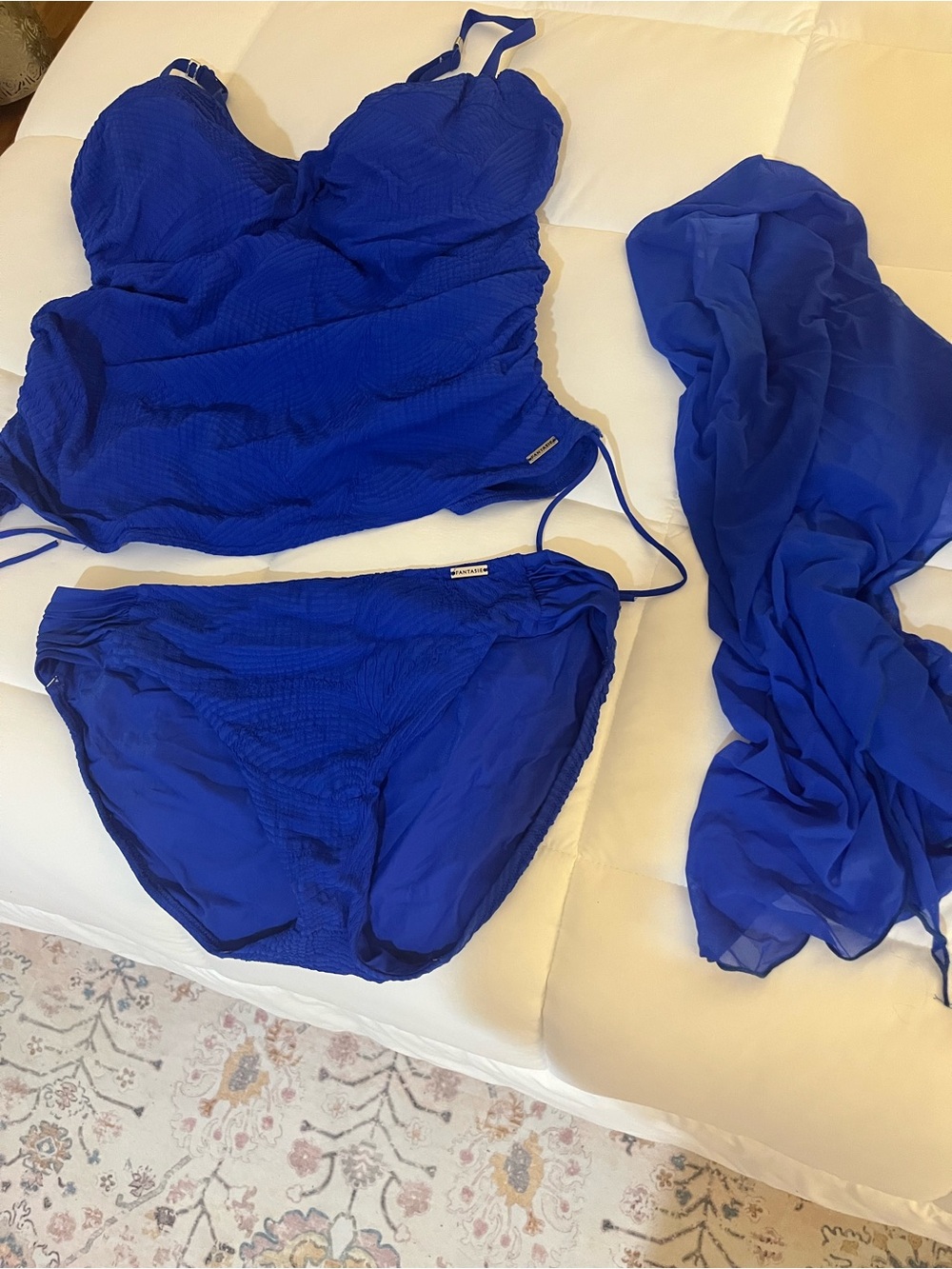 Fantasie Ottowa underwire tankini Royal Blue Textured Swim Set with Cover-Up